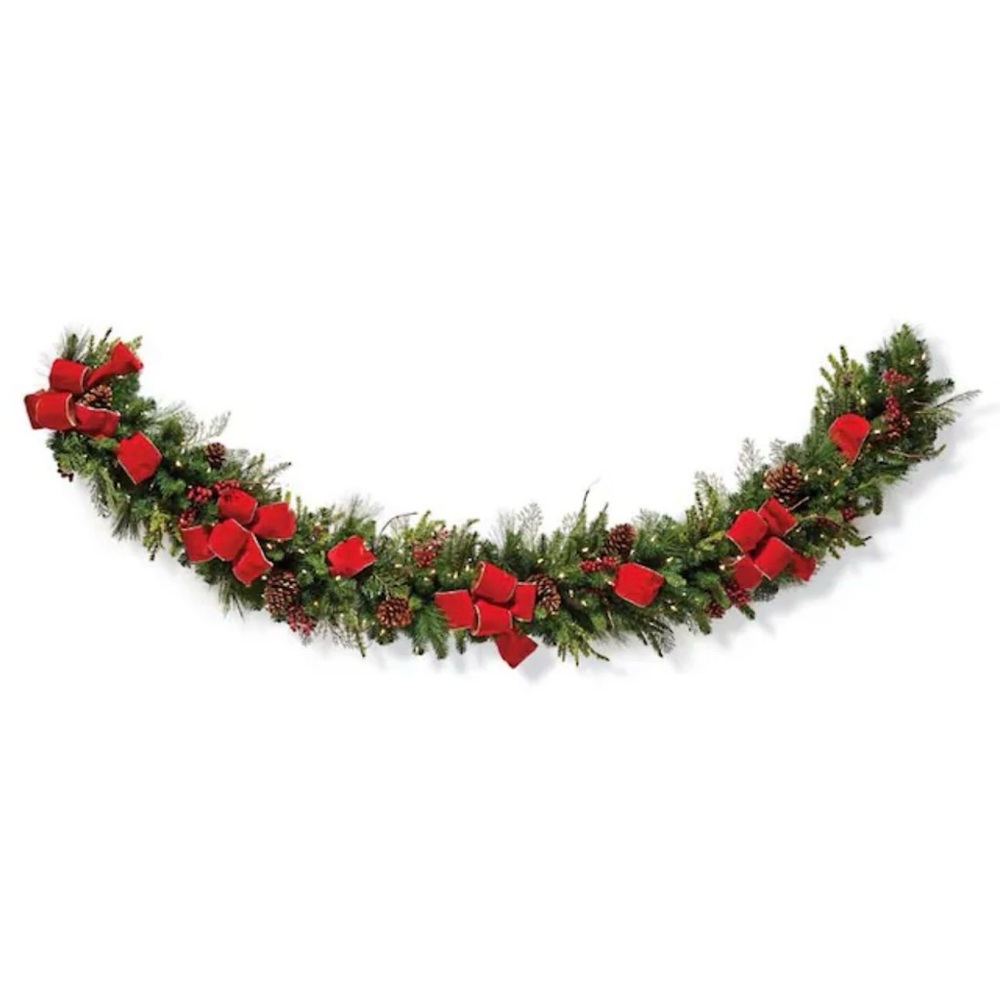 Frontgate Holiday Pine Garland with Red Bows - NWT - Picture 3 of 16